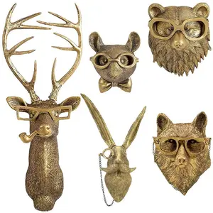 Indoor Resin Decorations, Bedroom & Dining Room Wall Hangers, Copper-Colored Handicrafts, Cross-Border Animals, Home Decor