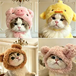 Cute Cat Costume Warm Bear Hat Adjustable Soft Small Pet Headwear for Various Cats or Small Dogs, Adorable Pet Accessory