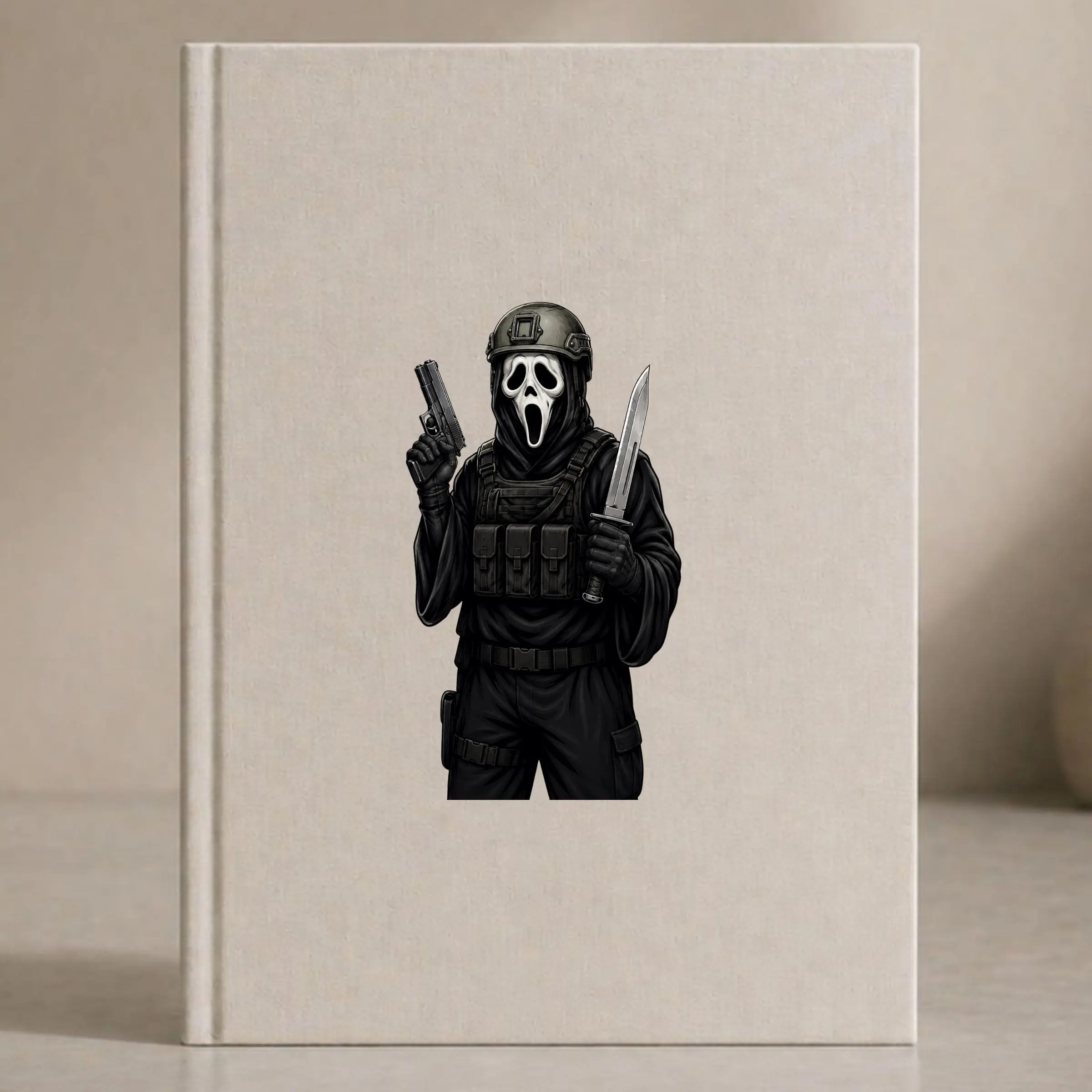 Ghost Mask Tactical Sticker, Dark Soldier Knife Vinyl Decal, Horror Combat Style Gift