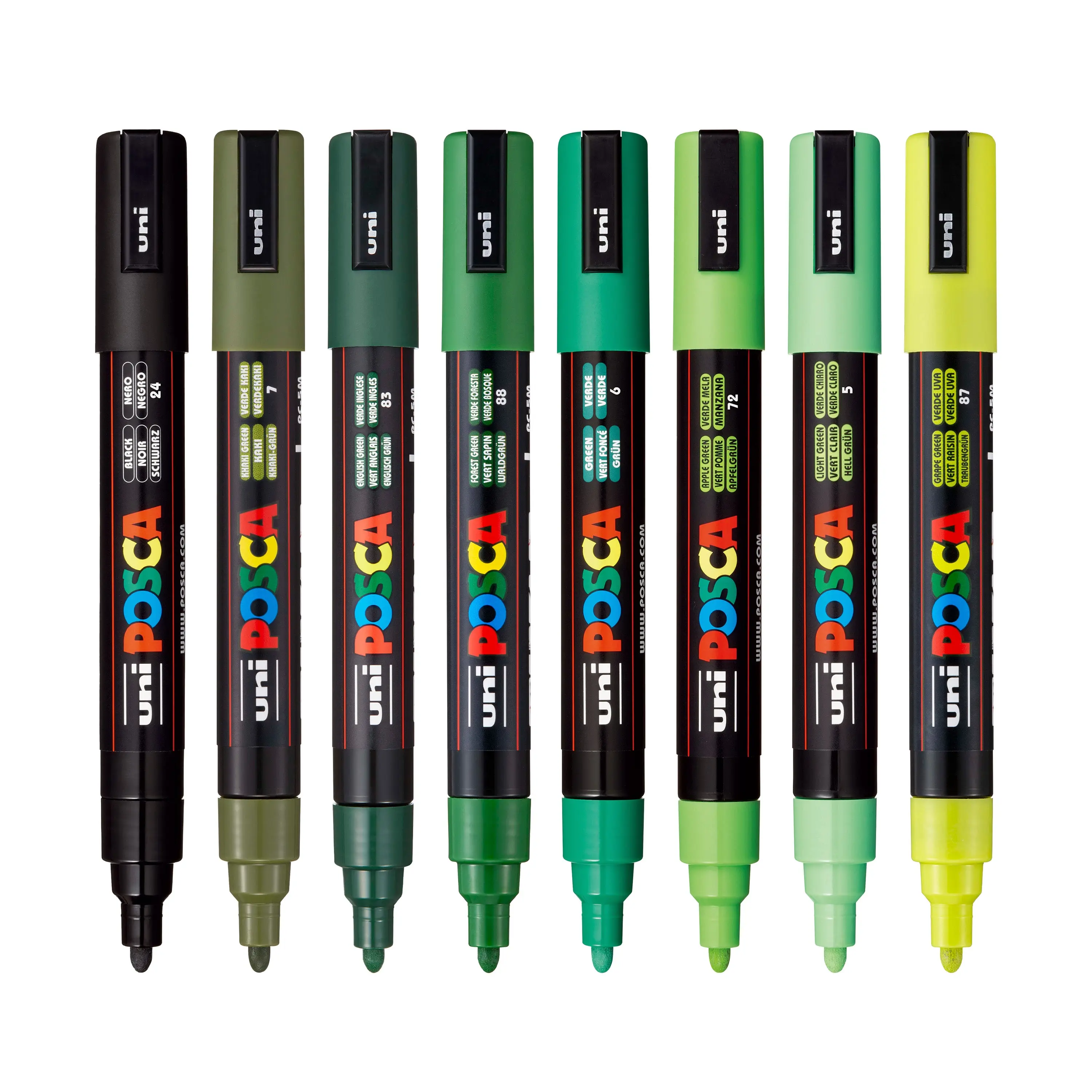 uni® POSCA® PC-5M Green Shade Water-Based Paint Markers - 8 Count Bulk Markers, ACMI-Certified Formula for Kids' Art & Creators (Office Stationery, Art Supplies)