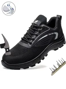 Steel Toe Work Shoes for Men Lightweight Breathable Comfortable Anti-smash Anti-Punctur Industrial & Construction Work Safety Indestructible Sneaker for Outdoor work Industrial Work Footwear