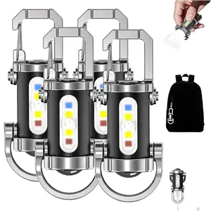 Portable Rechargeable Bright Keychain Flashlight Phone Charger, Mini Keychain Flashlight, 7 Modes, 1200 Lumens EDC Waterproof Keychains Flashlight (4PCS) High Lumen Flashlights