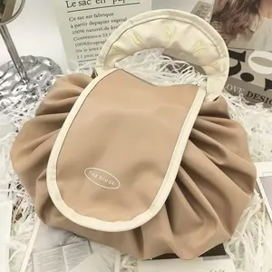 Lazy Drawstring Makeup Bag, Large Capacity Travel Cosmetic Bag, Portable Washbag, Cosmetic Pouch, Essential Organizer for Daily Use & Trips