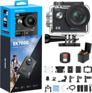 4K30FPS 20MP WiFi Action Camera with EIS Ultra HD 131FT Waterproof Underwater Camera Remote Control 4X Zoom Support External Microphone Black
