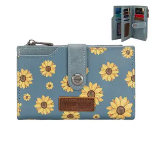 Wrangler RFID Wallet for Women Bifold Card Holder with Zipper and ID Window Sunflower Print TikTokShopJumpstartSale