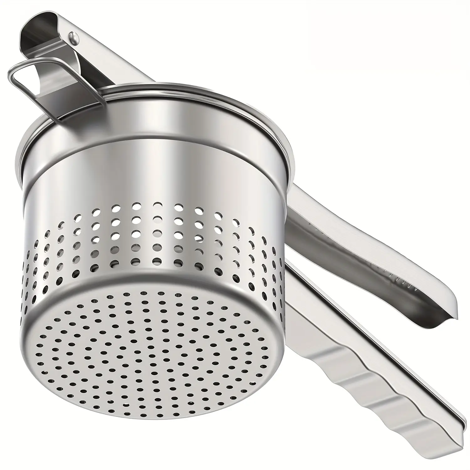 15oz Heavy-Duty Stainless Steel Potato Press – Ergonomic Handle, Coil Side Hole (US Patent Pending)| Kitchen Essential