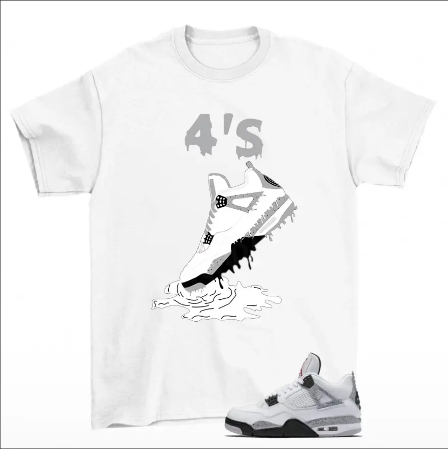 Tee Shirt Matching AJ 4 White Cement 2025 Match Sneaker Shoe Dripping 4s T-Shirt