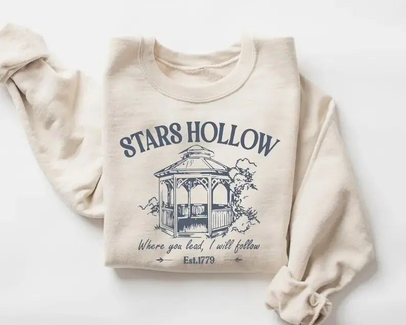 Stars Hollow Sweatshirt, Vintage Diner Style Graphic Crewneck, Retro Small Town Inspired Pullover, Cozy Casual Sweatshirt Gift