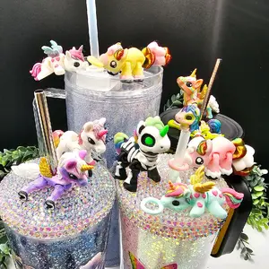 Unicorns and ponies straw accessory featuring horses unicorns ponies Fits most straws up to 40oz tumbler straw Peachy Rainbow Alicorn