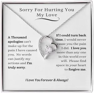 Im Sorry Gifts For Her, I'M Sorry Gifts For Her, Apology Gifts For Her, I Love You Im Sorry For Hurting You, Apologize Gift For Wife, Girlfriend, Soulmate, 14K White Gold Necklace With Card And Box