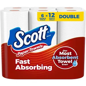 Scott Paper Towels, Choose-A-Sheet, 6 Double Rolls = 12 Regular Rolls (100 Sheets Per Roll)