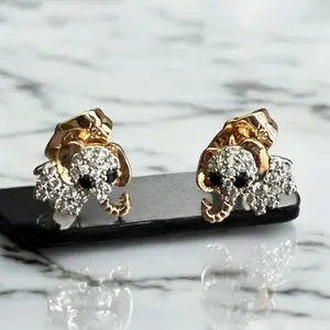 Elephant CZ 18k Gold Electroplated Earrings
