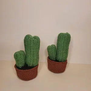 Crochet Cactus - Handmade Green Cactus in Brown Pot