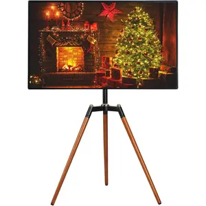 Fydeamer Universal Tripod Easel TV Stand for 32-65 inch LED LCD Screen Flat Curved Screen, Height Adjustable Studio TV Display Stand with 140 °   Swivel for Bedroom, Living Room, Corner TV Stand