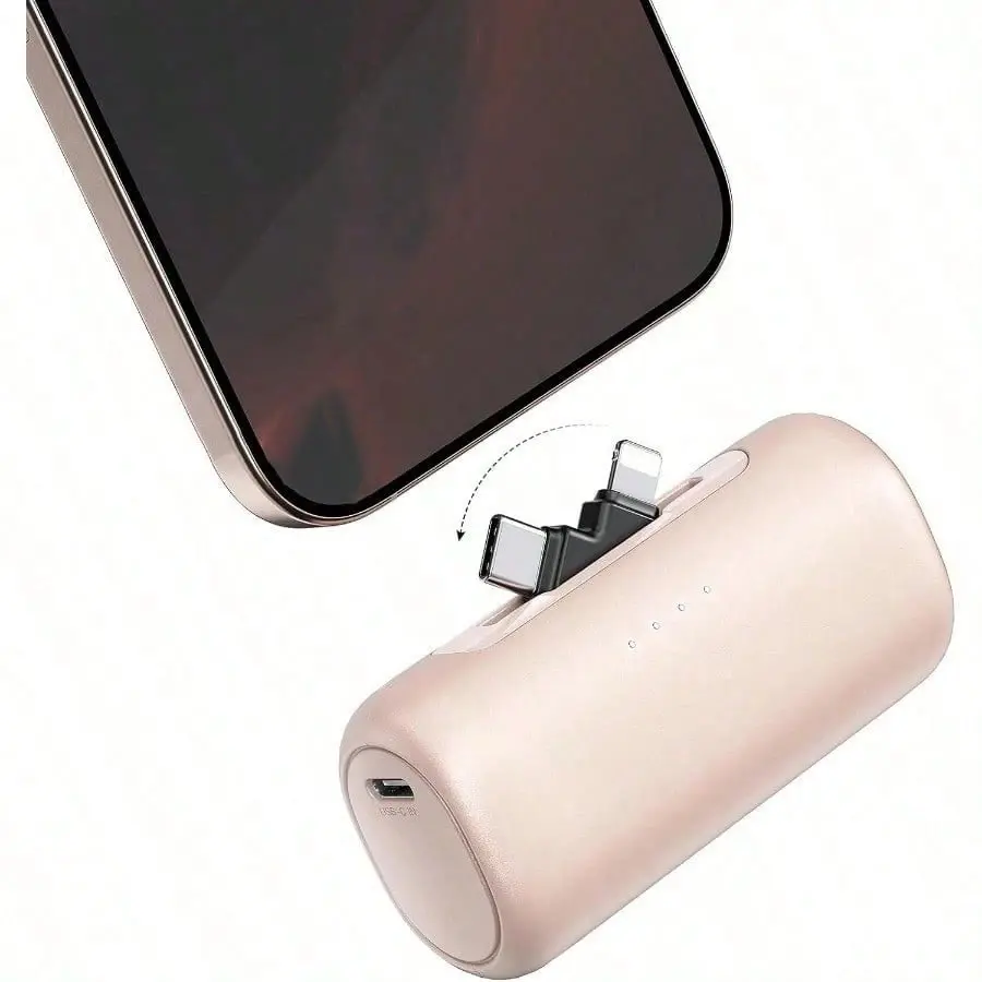 5000mAh Compact 2-in-1 Portable Charger Power Bank, Versatile Mobile Phone Accessory with 2 Ports (Lightning & Type-C) for iPhone 6-17 Series, S25/24 & Smartphones, Emergency Battery Pack for Travel & Camping, Power Banks, Two Ports