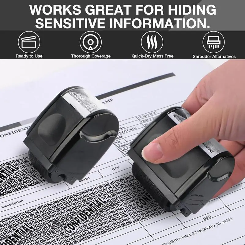 Unisex Privacy Roller Stamp 2-Pack with 100m Long-Lasting Ink Roll, Blocks Address & Billing Info, Versatile Home & Office Essential, 2026 Pocket Store New Year Holiday Gift