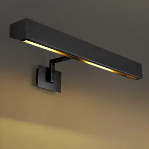 18 in 2 Light Black Dimmable LED Hardwired Adjustable Picture Light for Gallery, Library, Painting, Art Portrait Display