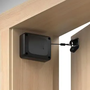 Retractable Automatic Door Closer – Fits Sliding Glass, Screen, Single & Double Doors – Strong 3.3 lb Spring Tension, Punch-Free Easy Install for Entry, Bathroom, Bedroom, Study (1 Pack)