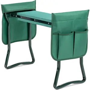 New Garden Kneeler and Seat, with Sturdy Soft EVA Foam Pad, Hold Up to 330lb, Foldable Kneeling Bench, with 2 Tool Pouch for Gardening, Fishing, Camping, Green, Arbor Day Gift