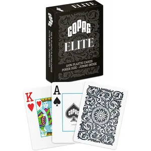 Elite 100% Plastic Playing Cards, Poker Size (Standard) Jumbo Index Single Deck (Black)