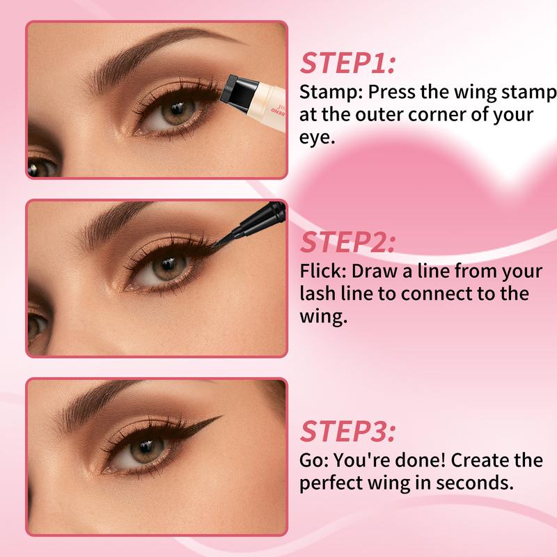 All-in-one Eyeliner Stamp Pen - Precise Application, Versatile & Easy to Use, Compact for On-the-Go Touch-ups, Natural Black & Honey Tea Brown Options