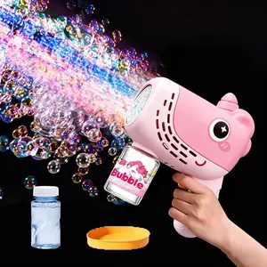 Cute Dog Bubble Machine with 65ML Bubble Liquid, Handheld Full Automatic Electric Light Blower Gun Stick Girl Toy Rechargeable Bubble Maker