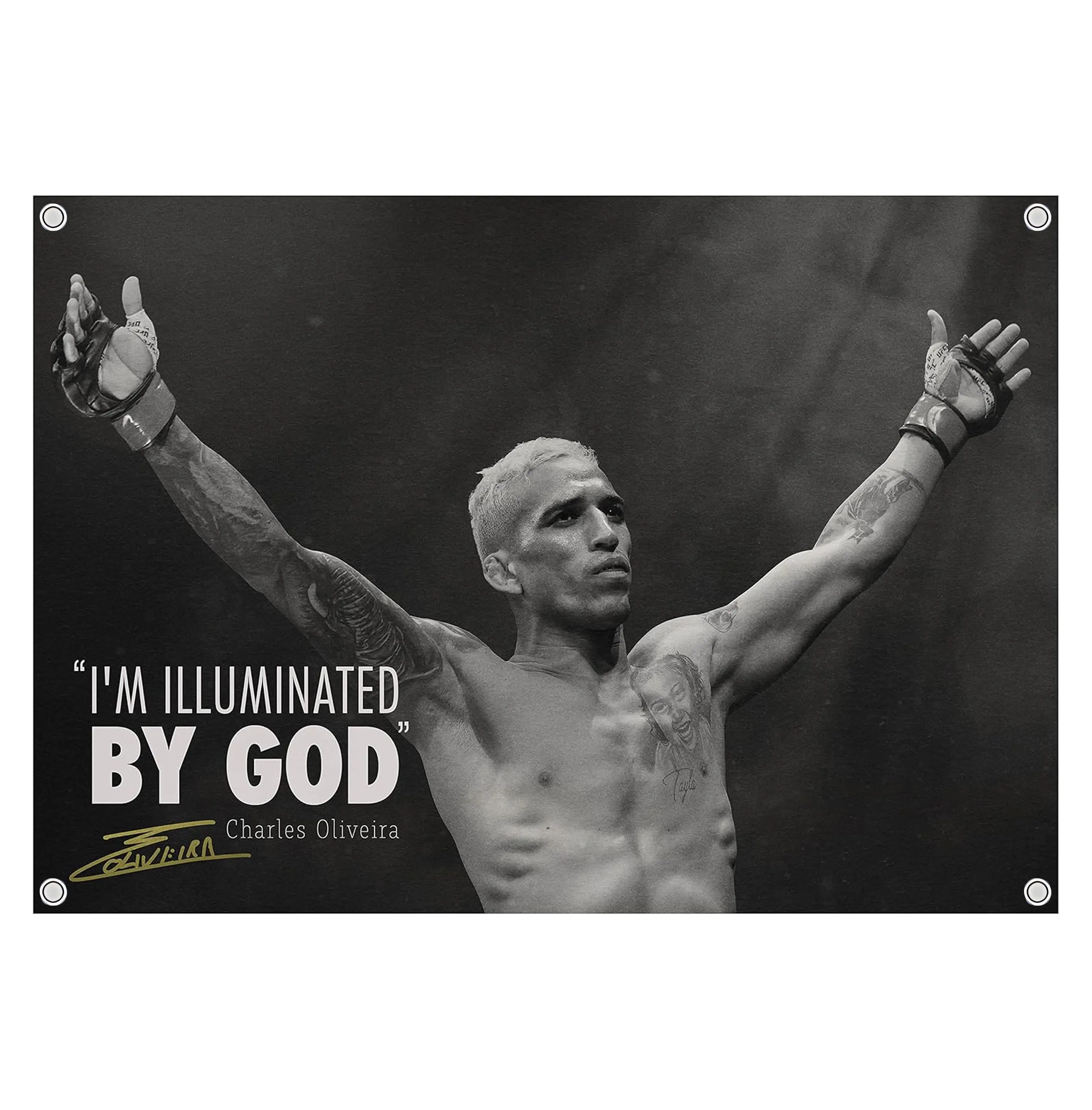Charles Oliveira Do Bronx Quote Flag UFC Inspired Fight Night Wall Flag Combat Sports Banner for Bedroom Octagon Gym Decor Gift for UFC fans MMA Fans