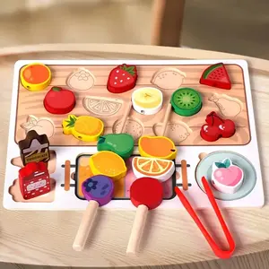 Wooden Realistic Fruit Lollipop Kitchen Match Game, Pretend Play Toy for Fine Motor Skills Development, Early Education