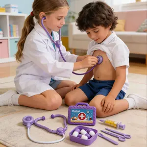 11-Piece Kids Doctor Toy Set, Medical Emergency Kit with Stethoscope, Pills, Syringe, Role Play Game, Birthday Gift for Boys Girls Aged 3+