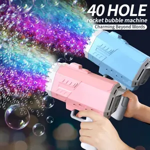 40 Hole Handheld Porous rocket electric Bubble solution machine Gun/wedding Game/bubble liquid Outdoor party Toy (Without Bubble Water) Portable Artificial Multifunction Durable