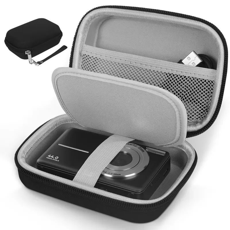 Portable Camera Bag with Elastic Mesh Pocket, Fall Resistant Protective Case with Lanyard for Digital Camera, Digital Camera Case, Camera Accessories, Photography, Travel