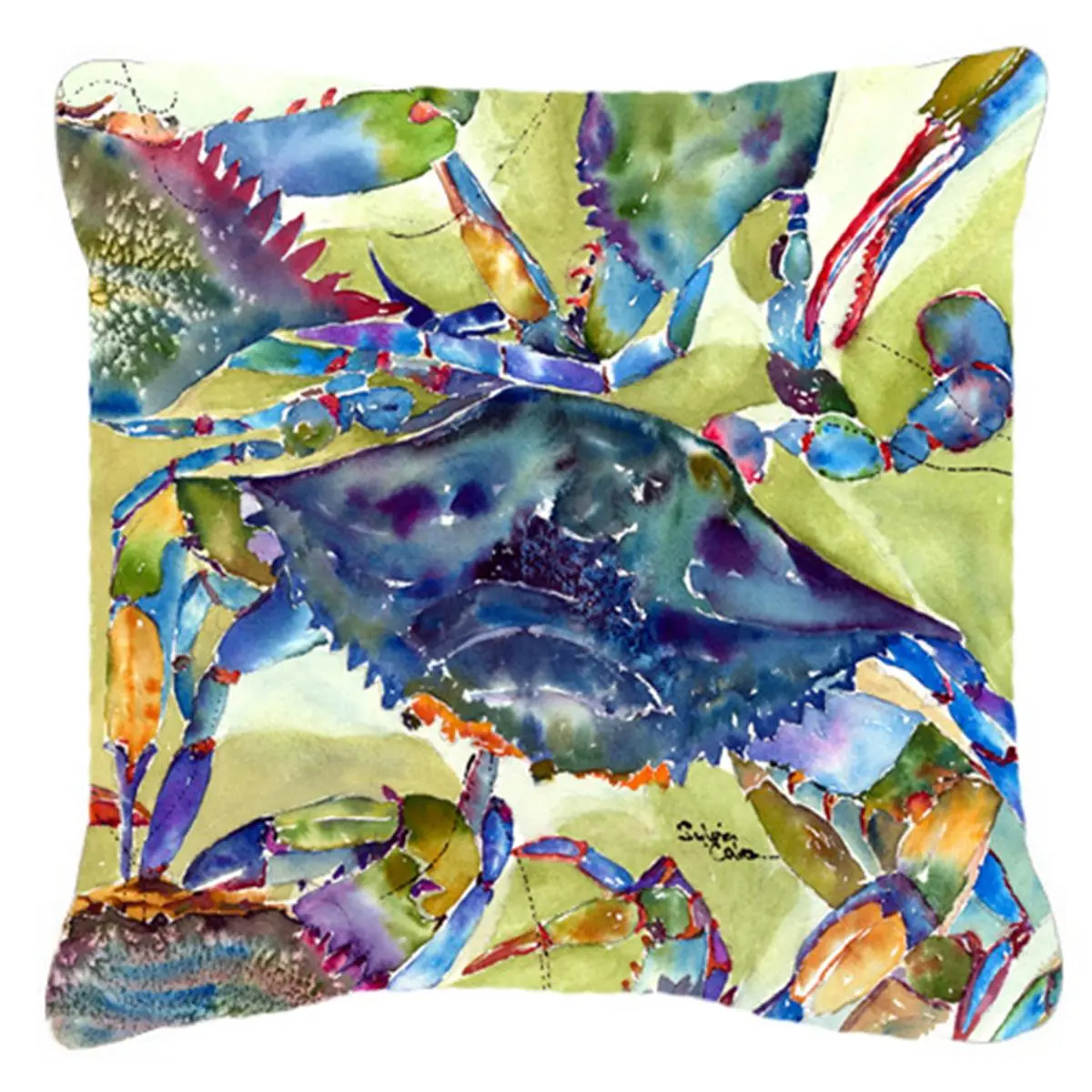 212 MAIN 18x18 in. Crab Print Polyester Fabric Pillow, Creative Decorative Cushion, Home Decorative Cushion, Fade-Resistant for Indoor-Outdoor Home Use