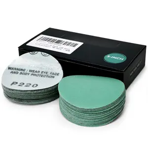 3-Inch 220  Sanding Discs - Heavy-Duty Hook & Loop Film Discs - Sandpaper for Woodturning, Bowl Sanding & Power Tool Drill Attachment Sanding Pads - Pack of 50
