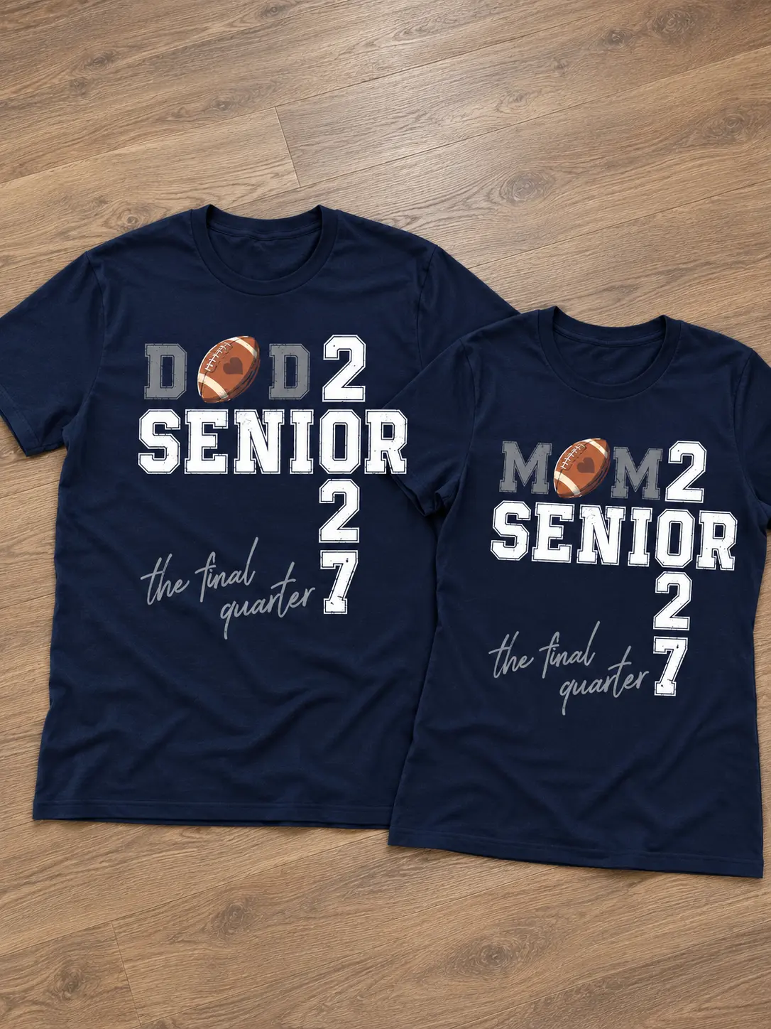 Matching Senior Football Mom Dad 2027 T-Shirt, The Final Quarter Graphic Tee, Proud Football Parent Shirt, Class of 2027 Game Day Apparel, High School Football Season Gifts for Dad And Mom