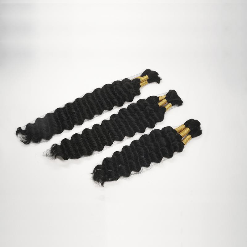 GK 18 Inch Human Braiding Hair for Boho Braids Deep Wave Bulk Human Hair 100% Unprocessed Brazilian Virgin Hair for Braiding Bohemian No Weft 1 Bundles 100g Natural Color