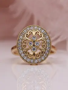 Women's Engagement Ring Royal Court Style Alloy Zirconia Decorated, Daily Wear Wedding Anniversary Party Valentine's Day Gift