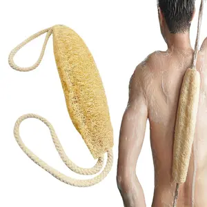 Natural Loofah Back Scrubber, Body Scrubber, 100% Plant-Based Deep Exfoliation,Eco-Friendly Biodegradable Shower Luffa for Smooth & Glowing Skin, with Jute Handle, Exfoliating Back Washcloth