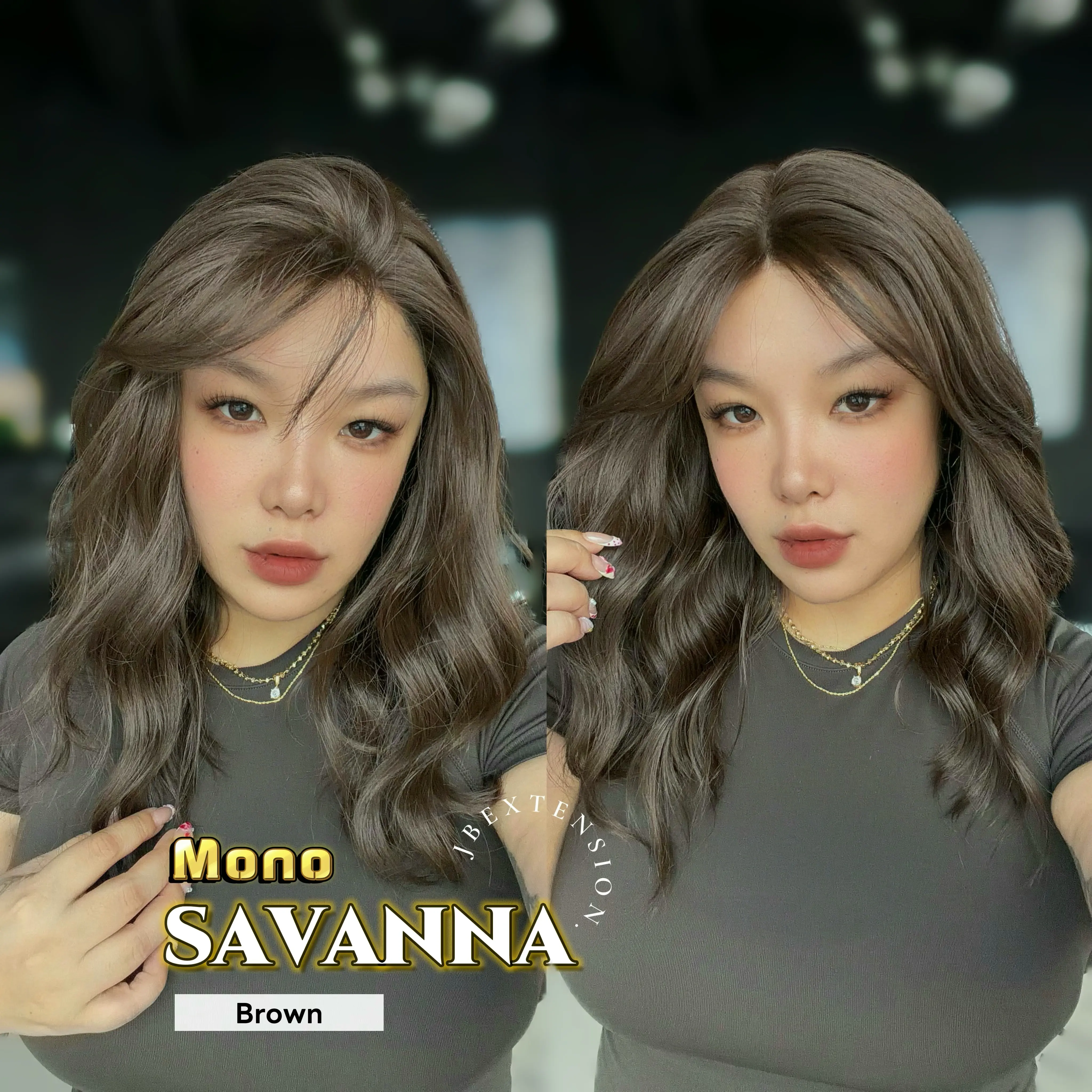 JBEXTENSION SAVANNA MONO Monofilament Handmade Wig 6X5 Full Monofilament Hand Tied Top Wig 16 Inches Wave Mono Lace Wig with Anti-slip Silicone Strips Glueless Wig SAVANNA MONO【BENDY EAR TABS】