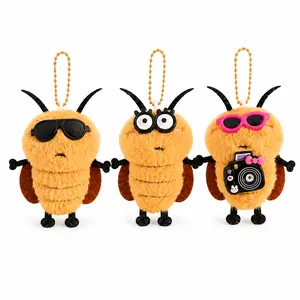Funny Plush Insect Keychain Set,  Cute Bug Bag Charms with Gold Ball Chain, Soft Plush Backpack Pendant Accessories for Keys, Handbags, Backpacks, Daily Decoration Gifts