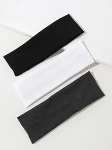 Solid Color Hair Band (3pcs/set), Casual Sporty Hair Band for Women & Girls, Minimalist Headwear Suitable for Thick Hair