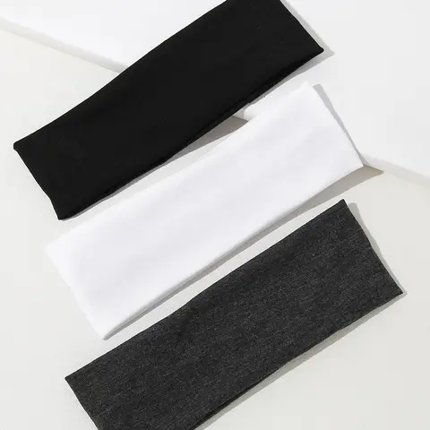 Solid Color Hair Band (3pcs/set), Casual Sporty Hair Band for Women & Girls, Minimalist Headwear Suitable for Thick Hair, Elastic Headbands, Sports Headband, Workout Headband, Stretchy Headbands, Athletic Headbands