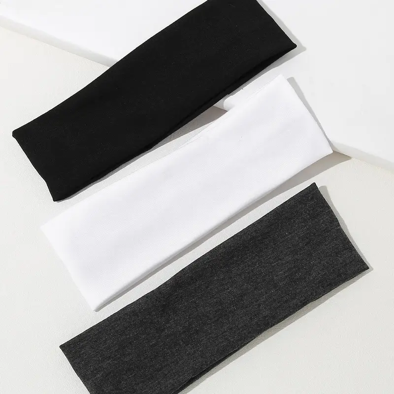 Solid Color Hair Band (3pcs/set), Casual Sporty Hair Band for Women & Girls, Minimalist Headwear Suitable for Thick Hair, Elastic Headbands, Sports Headband, Workout Headband, Stretchy Headbands, Athletic Headbands