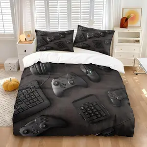Esports-themed bedding set with printed design, Futuristic print, 2/3 pieces, Includes 1 Duvet Cover & 1/2 Pillowcase without Filler, Features a high-tech feel and a visual design, perfect for modern bedroom decor, suitable for gifting or personal use