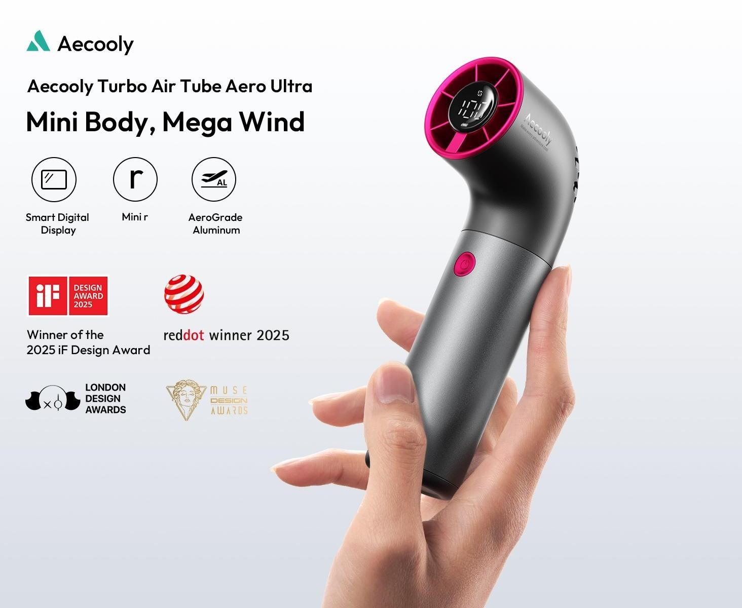 Aecooly Portable Handheld Fan, Powerful Turbo Mini Fan, 19000 RPM High Speed Aero Ultra, 15H Max Cooling Time, 7 Speeds Aluminum Case, Pocket Rechargeable Personal Small Travel GIfts for Women
