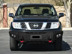 TIOYAR Steel Front Bumper Black Texture for 2005-2022 Nissan Frontier with Winch Plate Lights 2 x D-Rings Off-Road Performance
