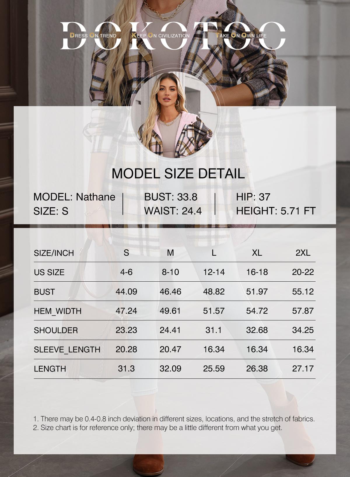 Dokotoo Women's Flannel Hooded Plaid 2026 Shacket Thick Coat Winter Coat for Warmth Button down Warm and Fuzzy Fleece Jacket