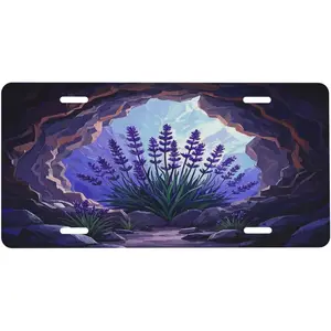 Car Front Plate Lavender Flowers in a Crystal cave License Front License Plates Personalized Car Plates Auto Accessories 6 X 12 in
