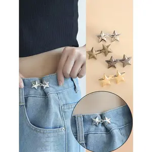 4Pcs Star Shaped Detachable Waistband Button Buckle, Adjustable Waist Clip for Jeans Skirts Pants