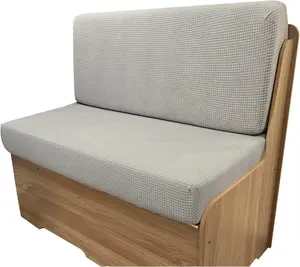 RV Dinette Cushion Covers, Replacement Camper Cushions Cover, Grey Stretchable Fabric RV Dinette Seat Covers, Cushion Slipcovers for Trailer Including 1 Backrest Cover & 1 Bench Cover