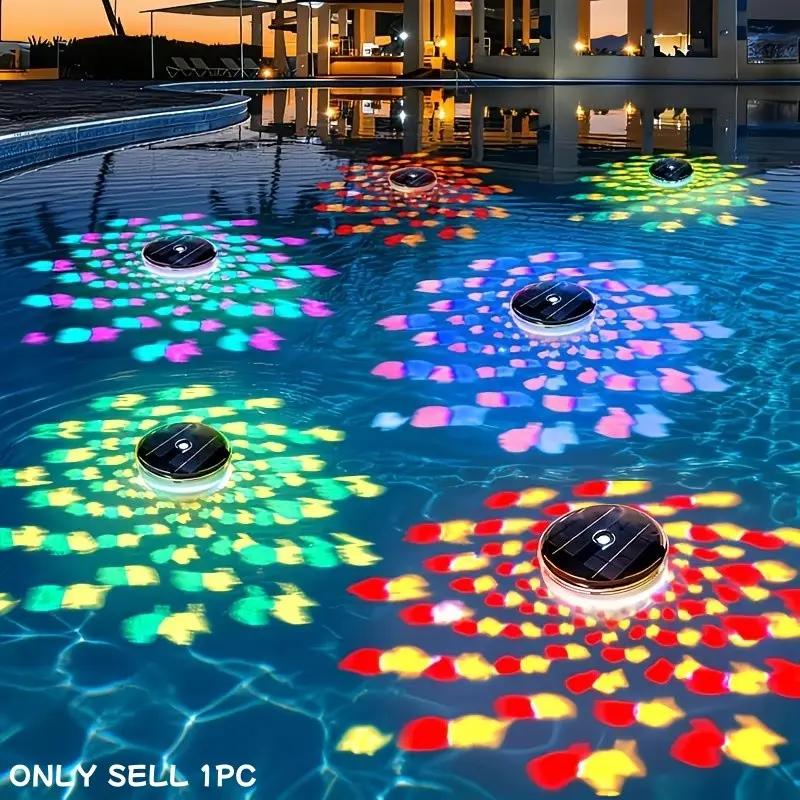 Solar Floating Pool Light, 7 LED Pond Lamp, 5 Lighting Modes, Automatic Night Illumination, Fountain Light, Fish Tank Light, Party Atmosphere Light, LED Lighted Fountain